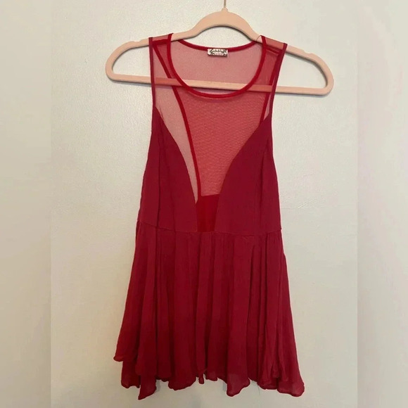 Free People by Intimately Blouse Romantic Mesh Cami 4th of July Summer Boho - Picture 2 of 8